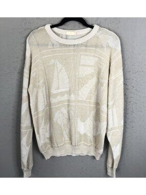 Vintage Tanto Pelo Sweater Mens Extra Large Cream White Boat Yacht Cruise Resort